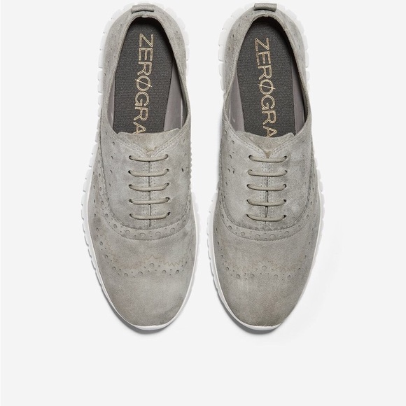 COLE HAAN Zero Grand Wingtip Oxfords In Ironstone Suede-Optic White Size 9.5 - Picture 2 of 8